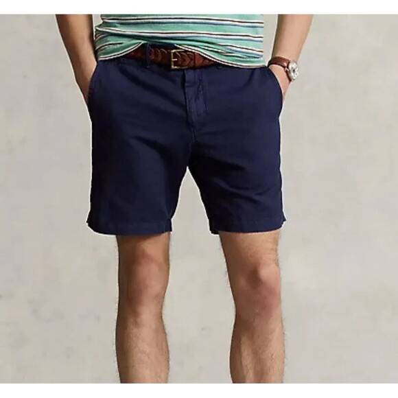 Polo Ralph Lauren Mens Shorts Sz 40 Chino Classic Fit Linen Blend Flat Front - Picture 2 of 7